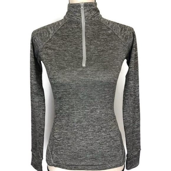Aeropostale 1/4 Zip Pullover Live Love Run Gray Heathered sz XS Thumb Hole - Picture 1 of 8